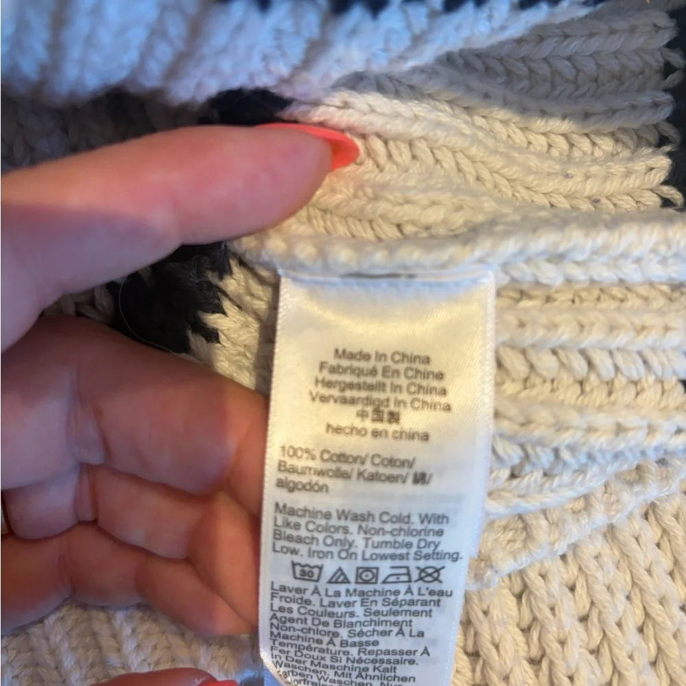 J.Crew Striped Cropped Sweater Heavy Cotton Knit Size S